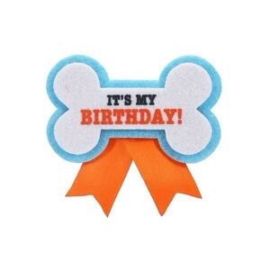 NOT FOR SALE Pet Bowtie nwt Dog Birthday Bone Badge - Blue and Orange